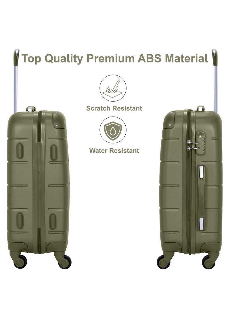 SENATOR Hard Case Travel Bag Cabin Luggage Trolley ABS Lightweight Suitcase with 4 Spinner Wheels A1012 Olive Green - Image 4
